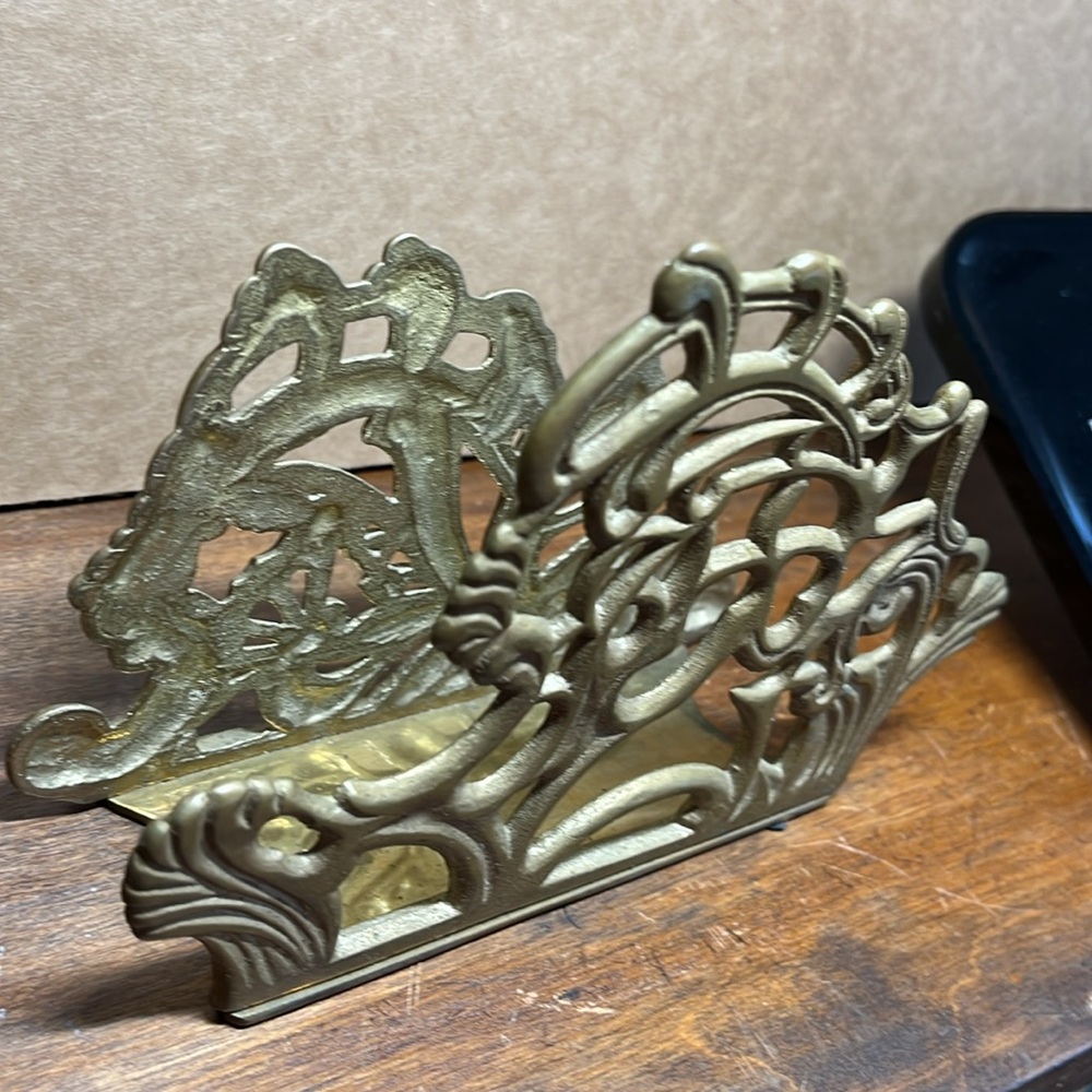 Brass Napkins / Mail Holder - Picture 5 of 7